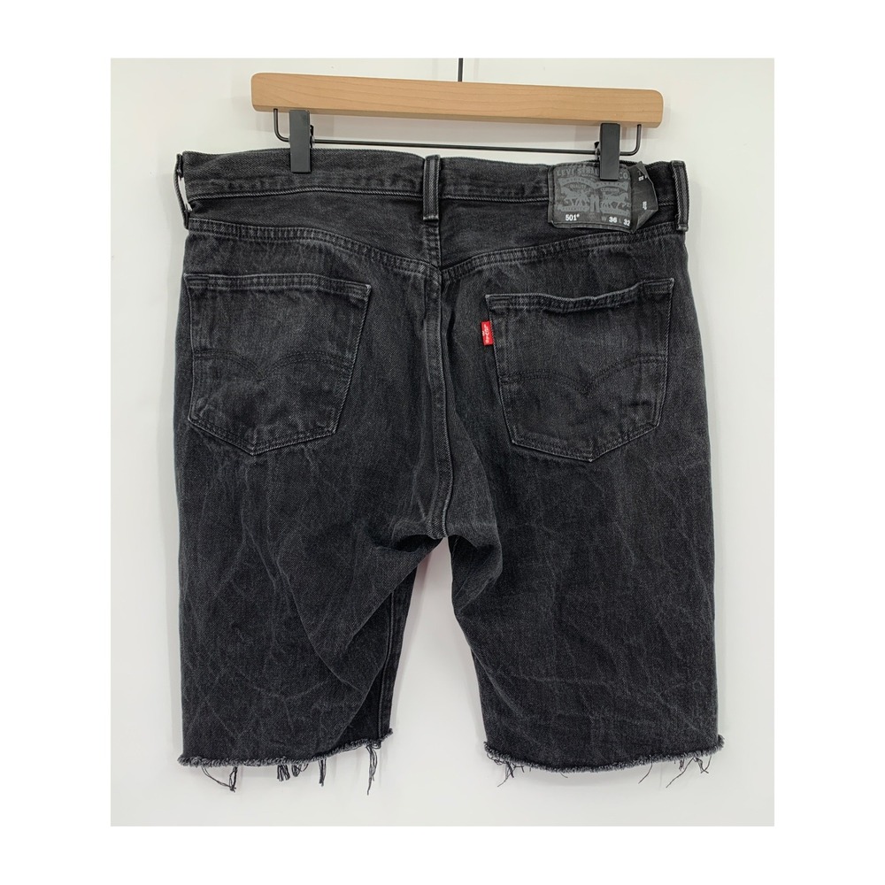 Levis Shorts Mens 36 Black Cut Off 10" Inseam Button Fly 100% Cotton Denim Jorts